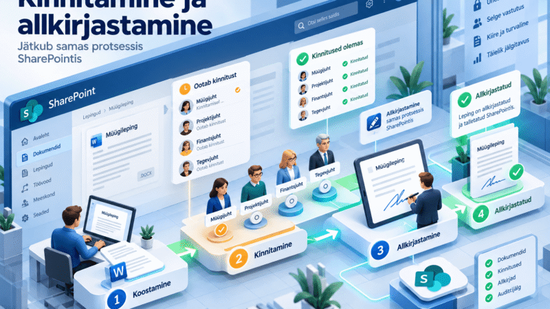 SharePointi dokumendihaldussüsteem muudab kinnitusringid lihtsamaks