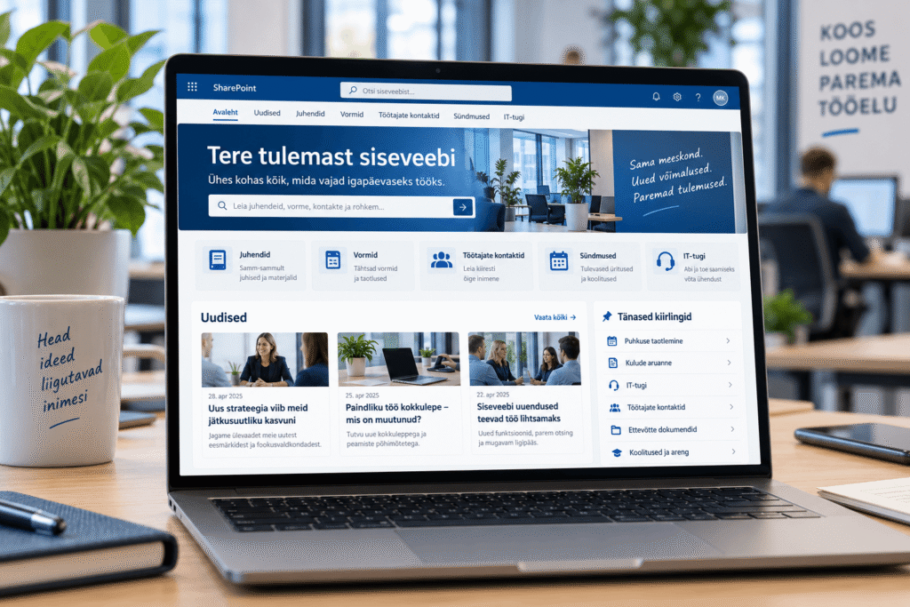 SharePointi siseveeb aitab töötajate tööd lihtsustada